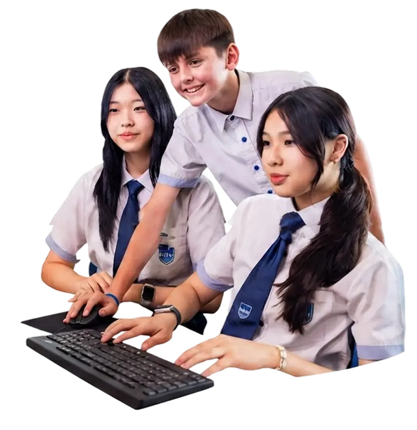 Sri KDU students working on a laptop